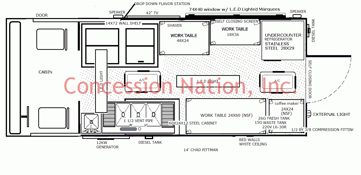 Download Floor Plan Food Truck Design Drawing Background