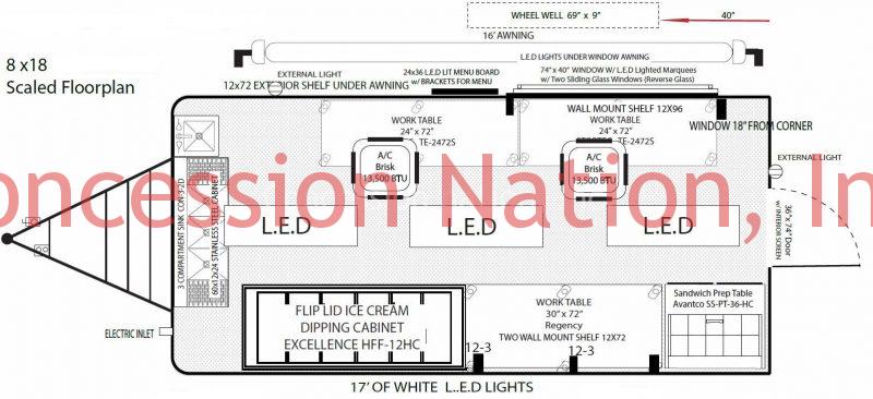 8x18 floorplan for Ice-cream_Old-Mill-Creamery - Custom Food Trucks