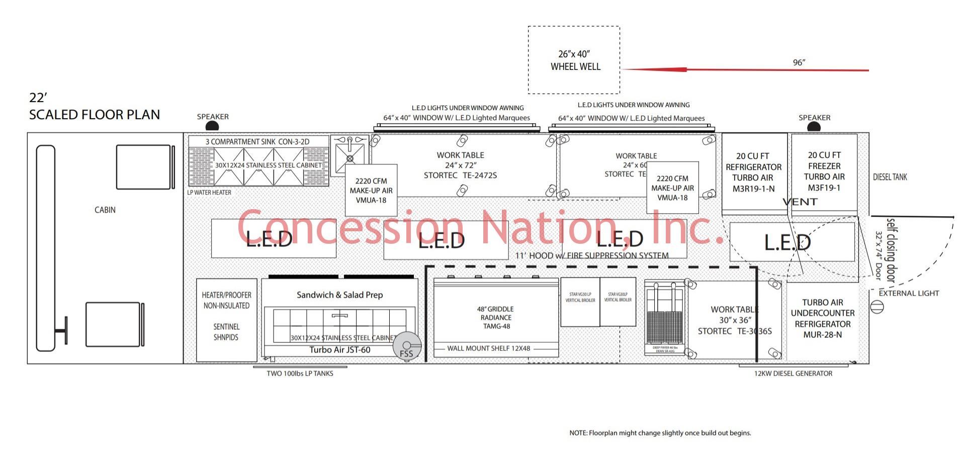 NYC Gyro 22' Food Truck Floor Plan NYC Gyro 22' Food Truck Floor Plan