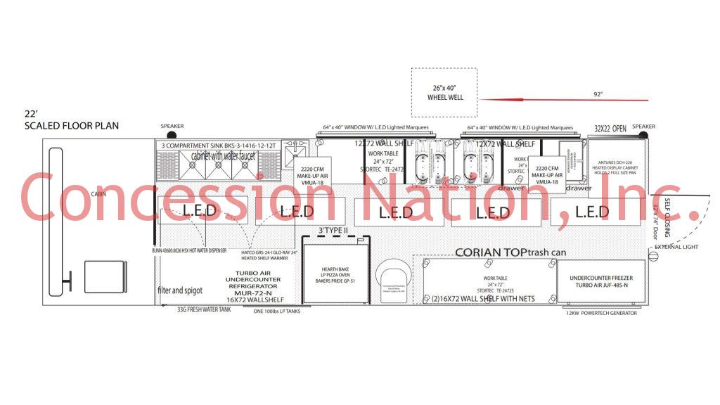 Wetzel's Pretzels 22' Floor Plan