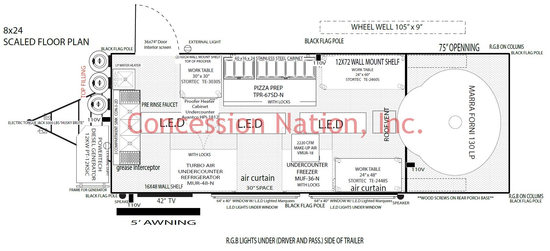 Accardi Bros #2_8x24 Brick Oven Pizza Trailer Floor Plan - Custom Food