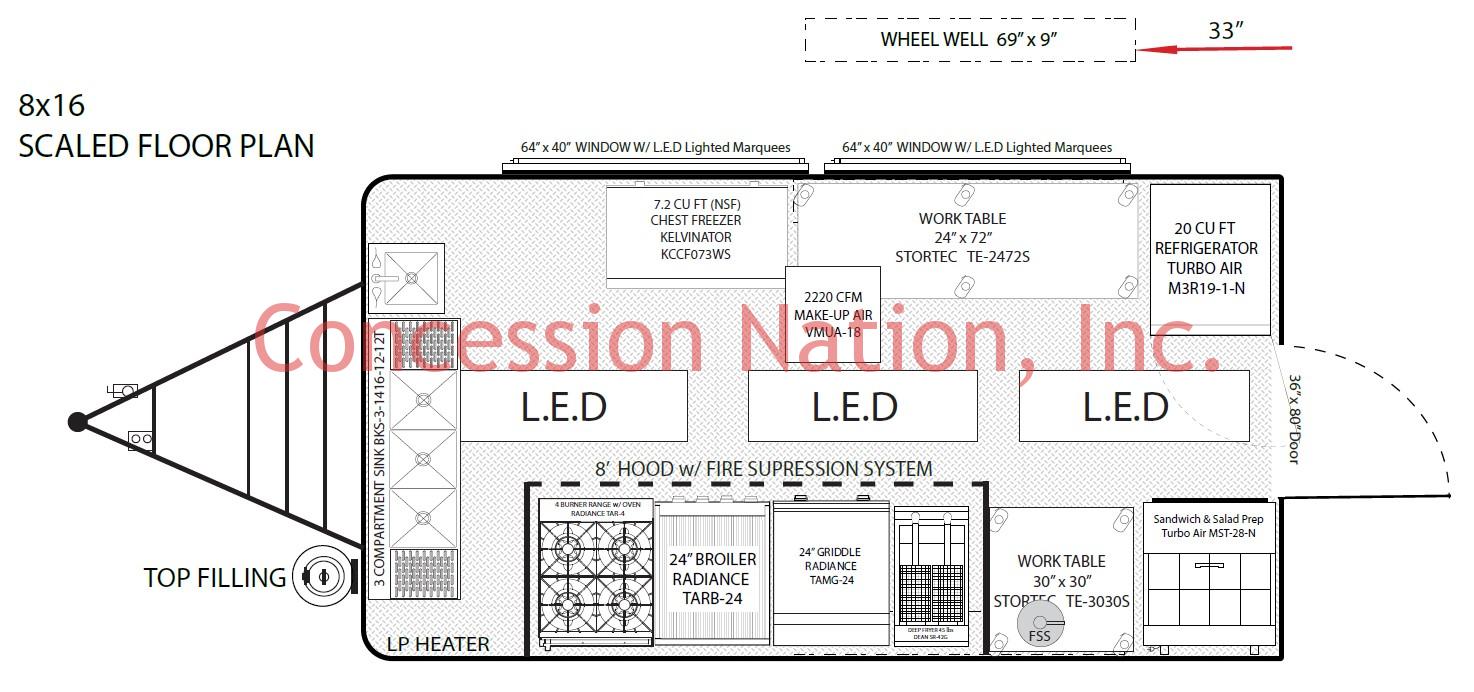 The Last Taco Stand 8x16 Floor Plan - Food Trucks | Concession Nation