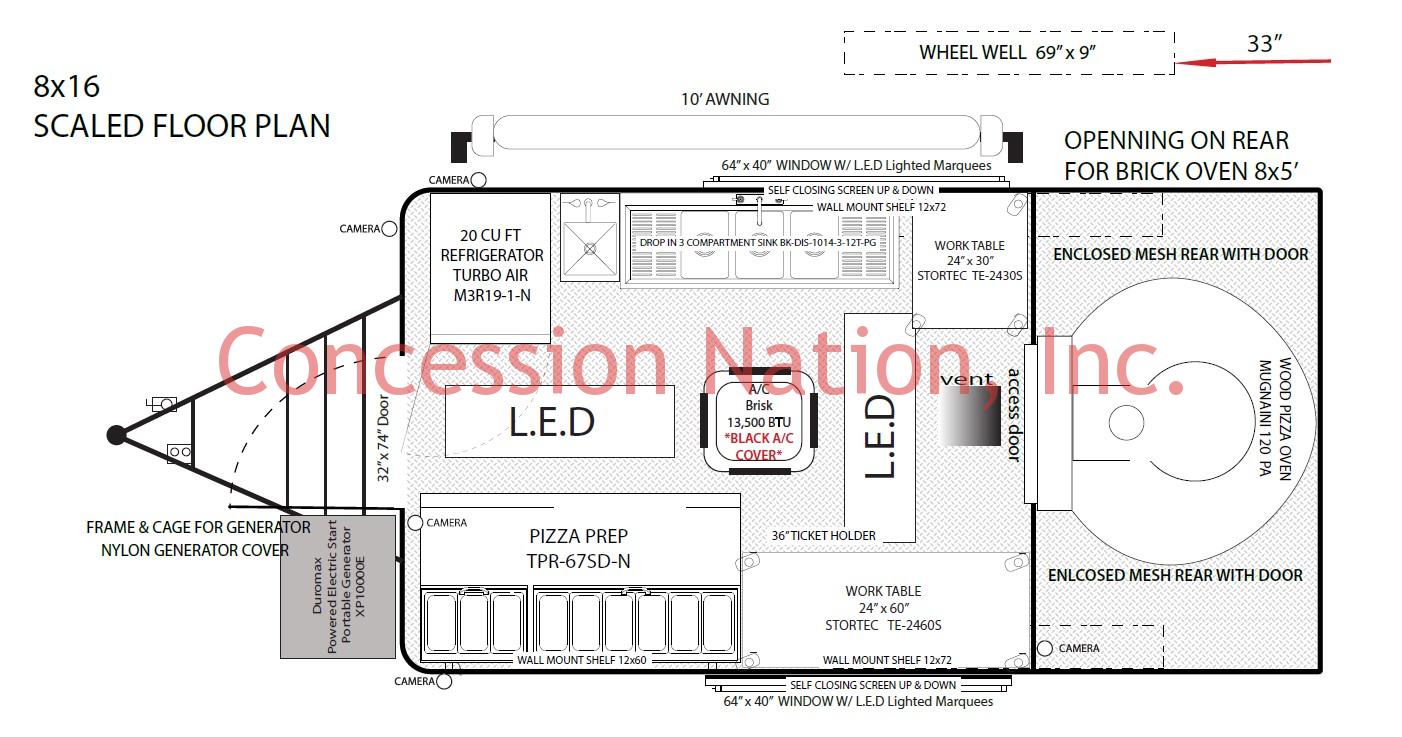 8x16 Floor Plan_Maui Brick Oven Pizza Truck