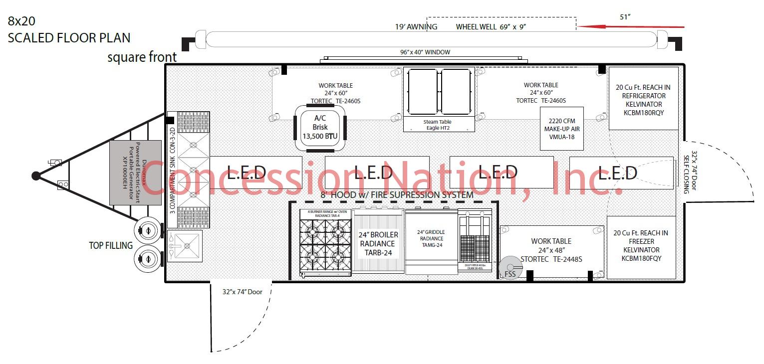 Tacos El Sarten 8x20 Floor Plan - Food Trucks For Sale | Concession ...