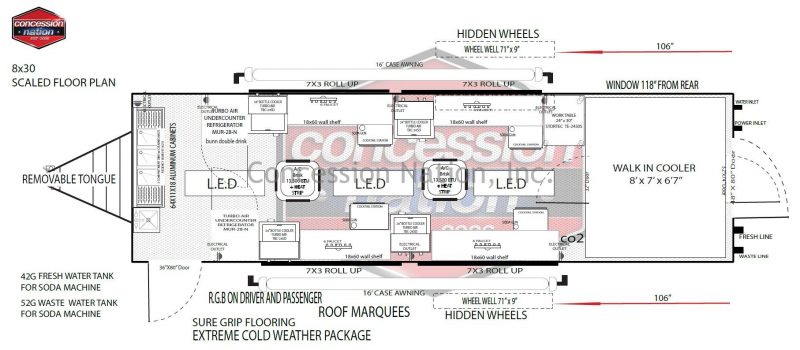 Steel Pier 8x30 Bar Trailer Floor Plan