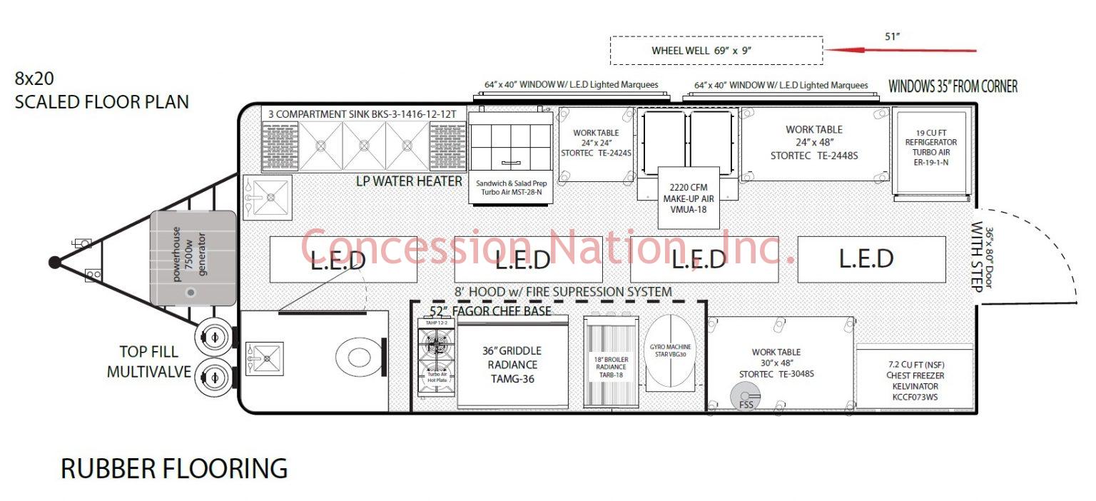 Mapache tacos 8x20 Floor Plan - Food Trucks For Sale | Concession ...