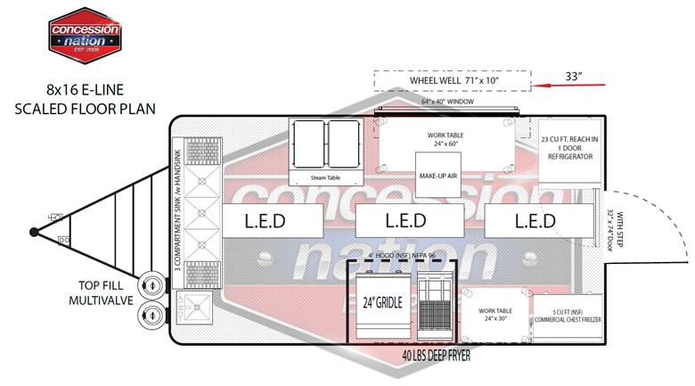 custom food trailers | floor plan